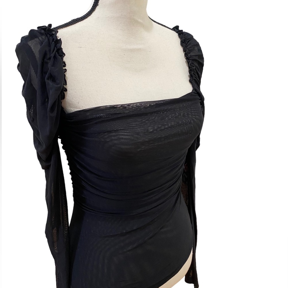 Long Sleeve Sheer Ruched Top - Picture 3 of 4